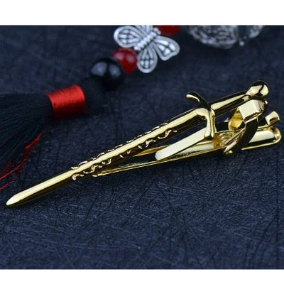Metal Tie Clips Men's Gifts Daily Accessories Personality Simple Novelty  Gun-Black Big Sword High-quality Necktie Clip
