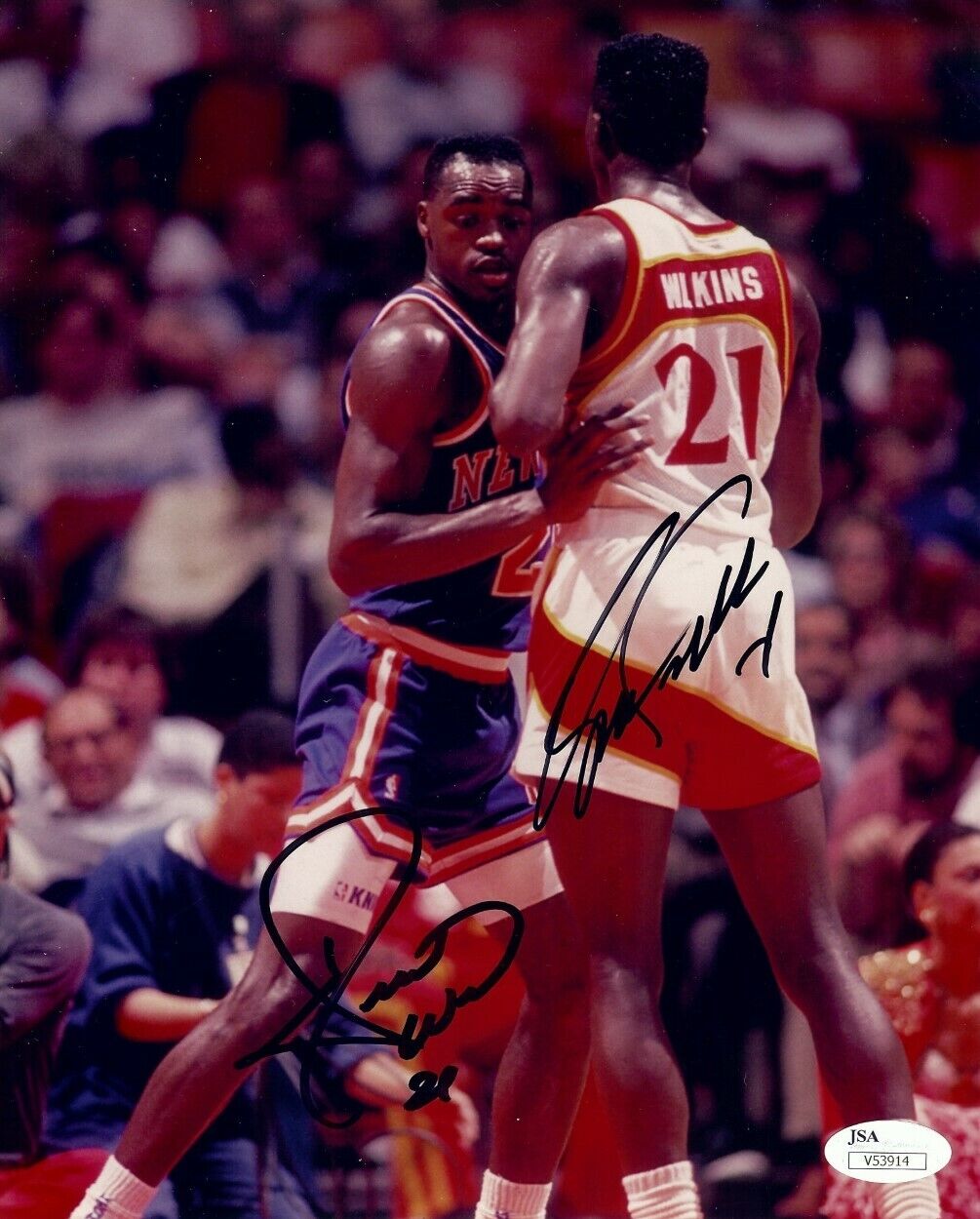 Gerald Wilkins Dominique Wilkins Dual Autographed 8X10 Photo Poster painting Rockets Knicks JSA