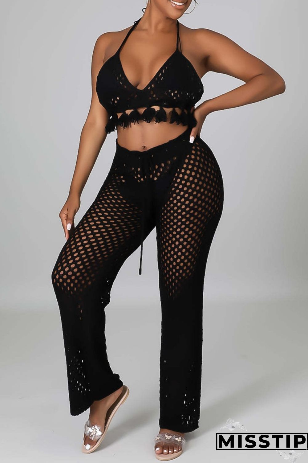 Orange Sexy Solid Bandage Hollowed Out Backless Halter Sleeveless Two Pieces