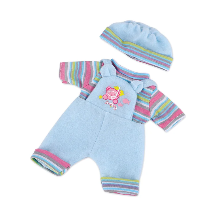  12'' Inches Light Blue Overalls for Handmade Newborn Baby Dolls 2pcs Set Clothes Accessories - Reborndollsshop®-Reborndollsshop®