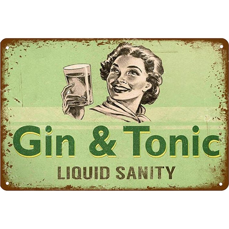 Cocktail Gin tonic - Enseigne Vintage Métallique/enseignes en bois - 20*30cm/30*40cm
