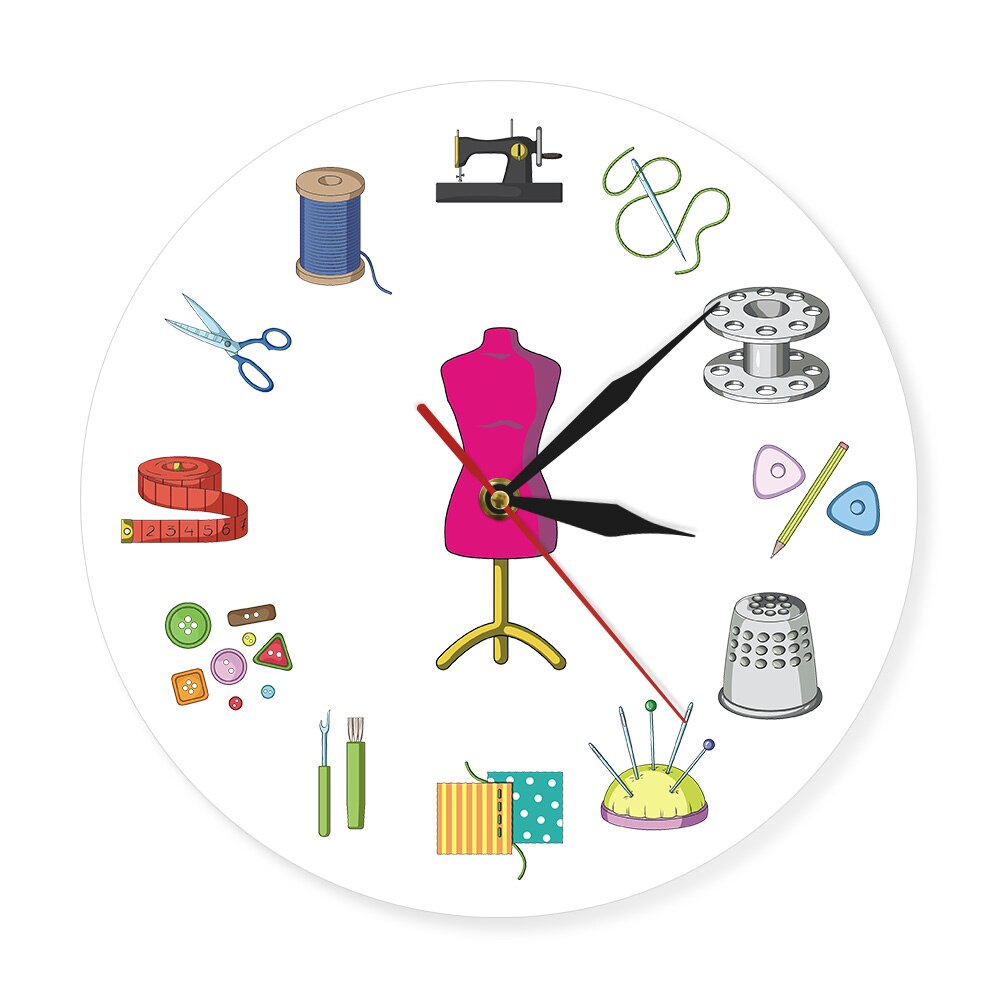 

Customize The Label Sewing - Frameless Acrylic Wall Clock, 501 Original