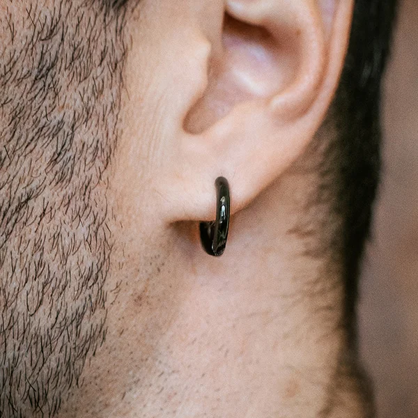 925 Sterling Silver Small Hoop Earrings Men Hip Hop Jewelry-VESSFUL