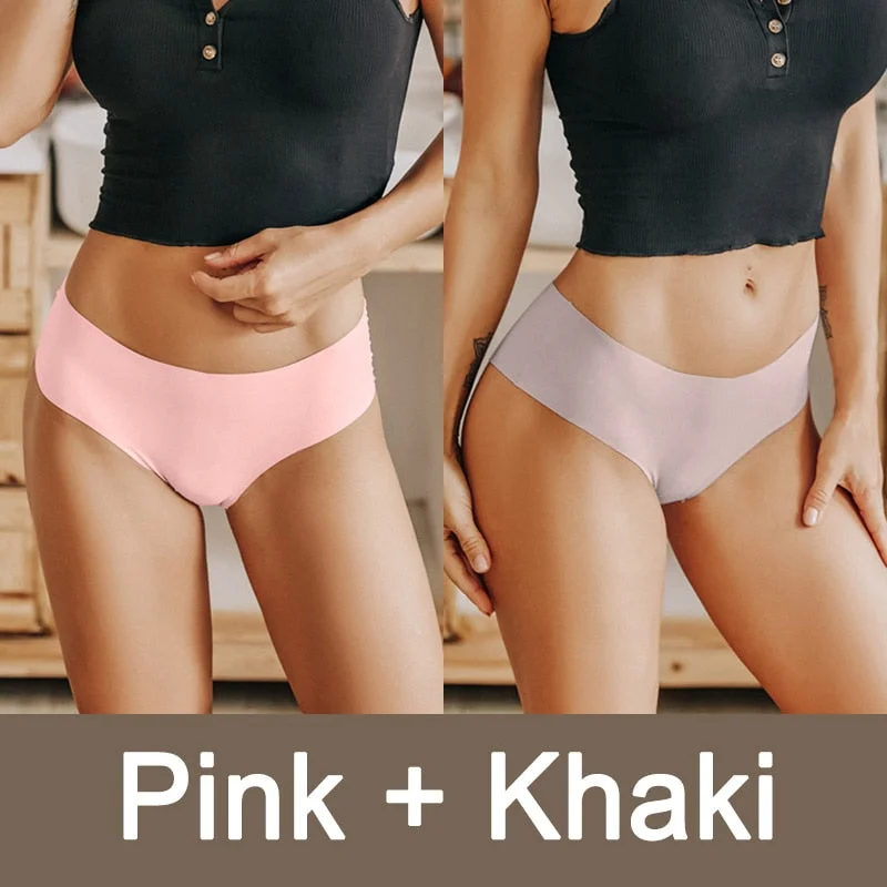 2PCS/Set Seamless Panties Women Sexy Underwear V Desgin Waist Briefs Plus Size Brazillian Pantys Female Lingerie Underpants