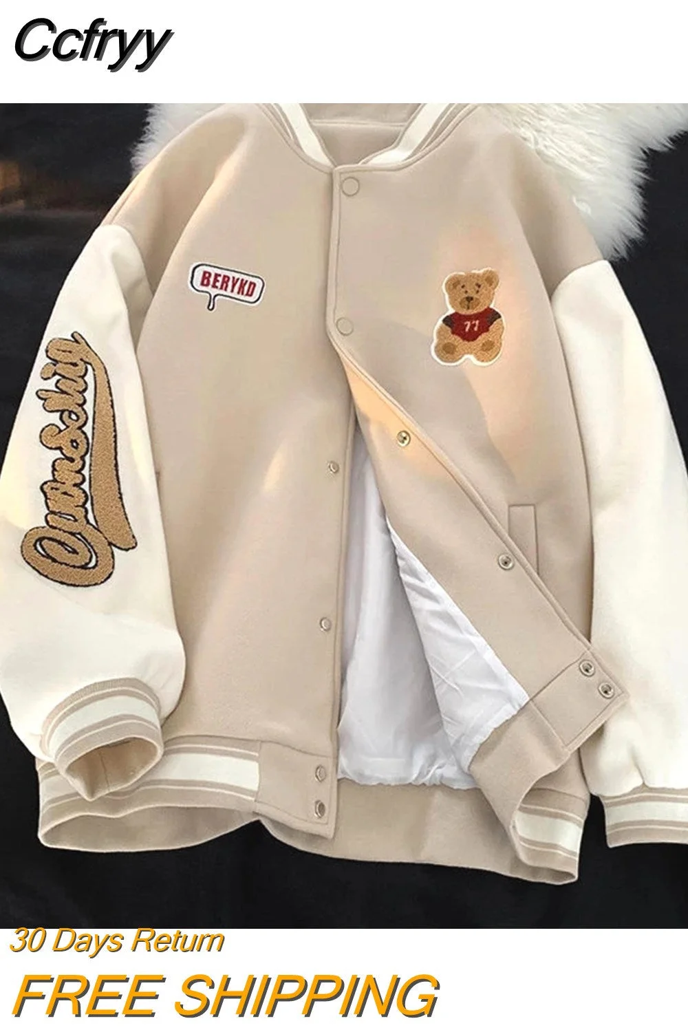 Huibahe Baseball Jackets Women Kawaii Korean Streetwear Harajuku Fashion Hip Hop Cute College Autumn Bomber jacket Oversized