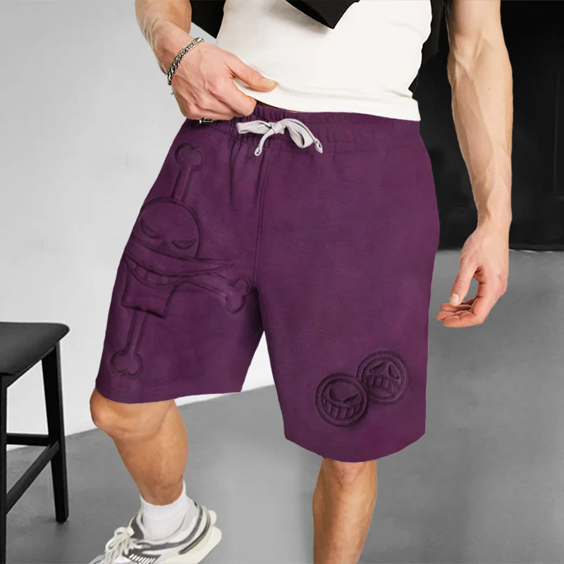 "One Piece" Embroidered Casual Sports Shorts、、URBENIE