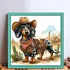 Cowboy Dachshund-11CT Stamped Cross Stitch 40*40cm/15.75*15.75in tapestrymarket