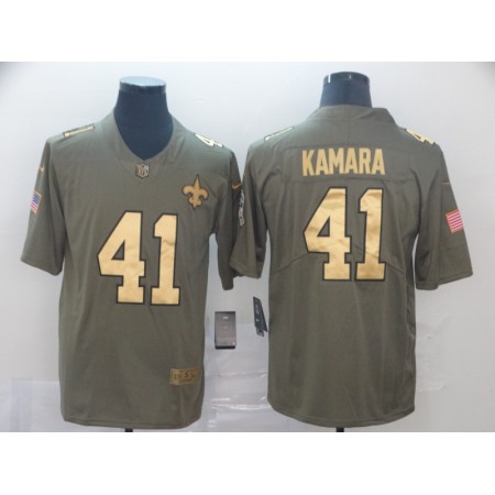 Men's New Orleans Saints #41 Alvin Kamara Camo Salute To Service  Stitched NFL Gold Jersey