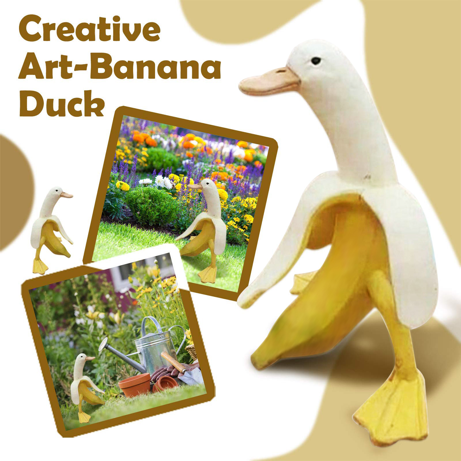 Banana Duck Statue Whimsical Peeled Banana Duck Ornaments for Garden Yard