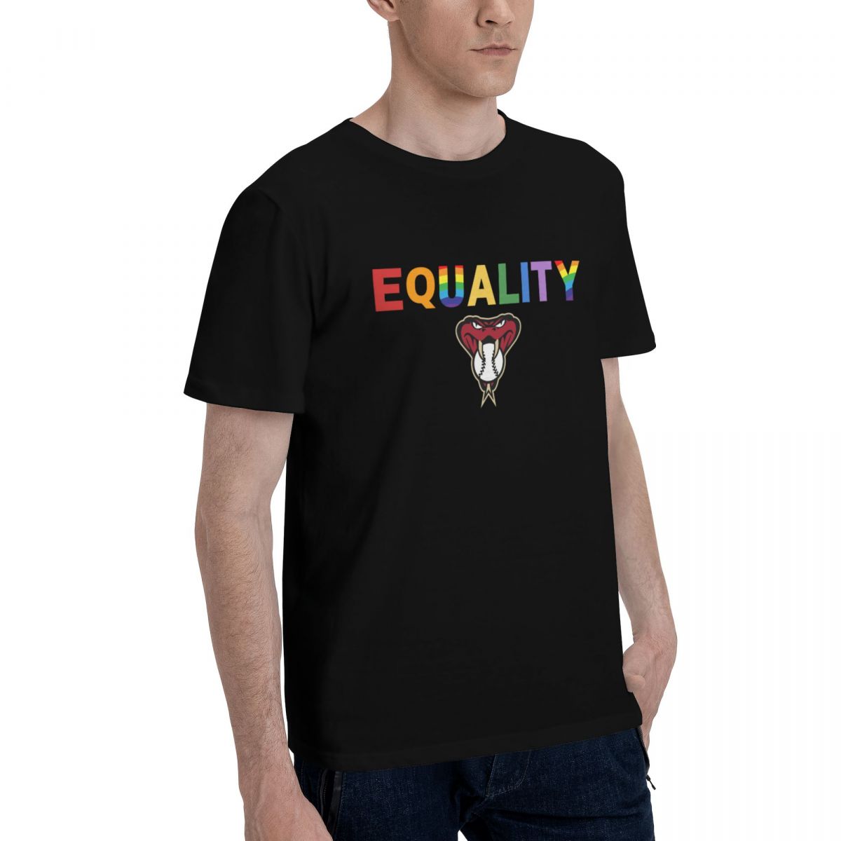 Arizona Diamondbacks Rainbow Equality Pride Men's Cotton Crewneck T-Shirt
