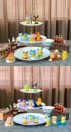 Eevee Family Cosplay Pikachu Enjoying Afternoon Tea Set - Pokemon Resin Statue - QN Studios