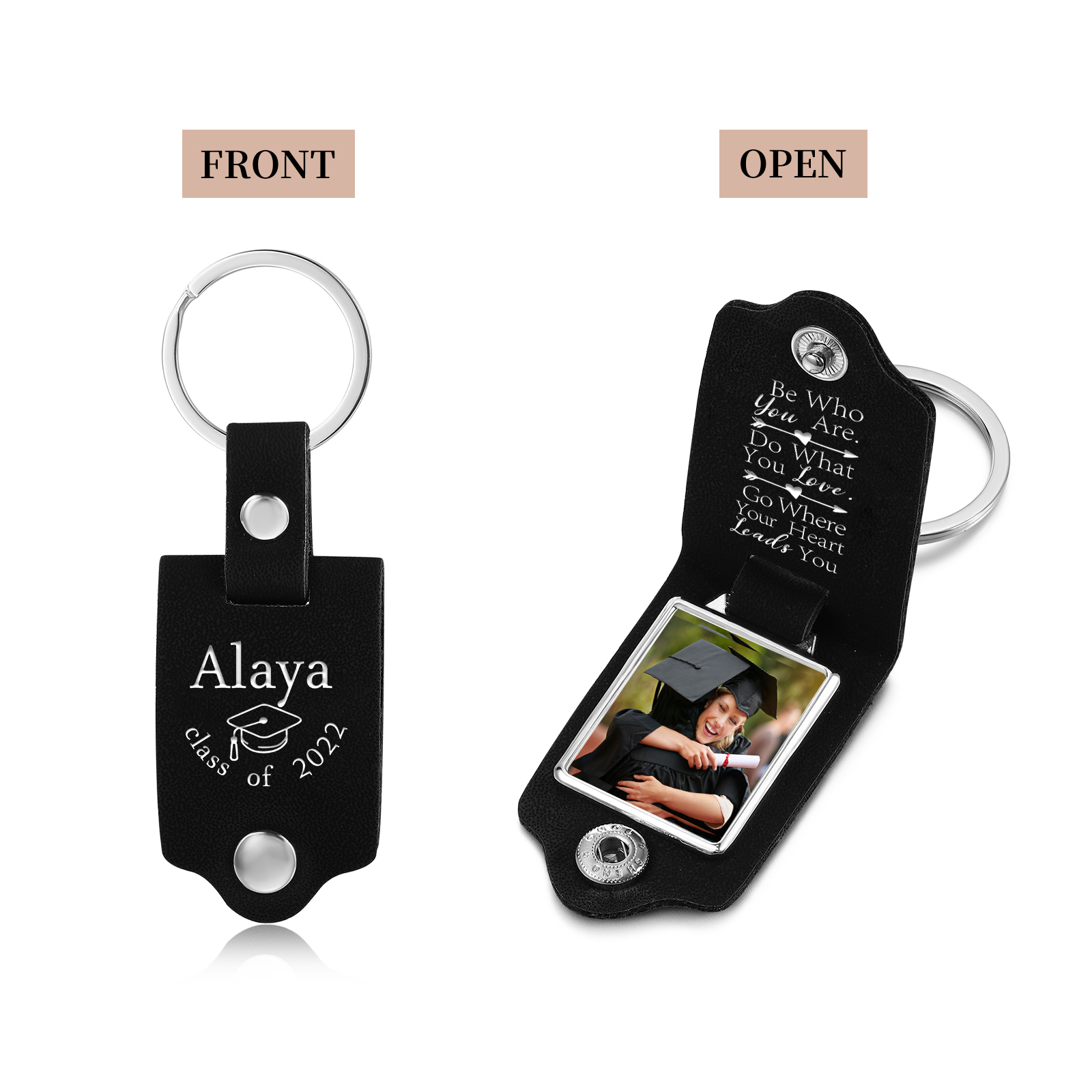 Personalised Graduation Leather Keychain Custom Name & Photo Keychain Graduation Gift - Be Who You Are-Jessemade AU