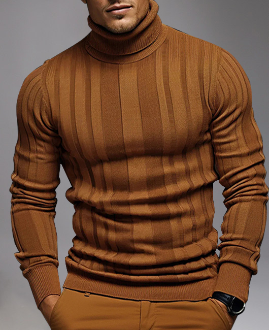 Casual Turtleneck Long Sleeve Knitted Sweater