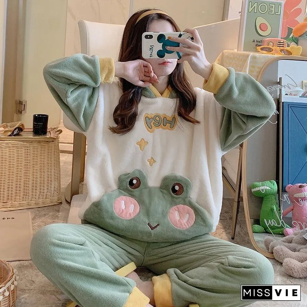 Frog Eyes Ears Hooded Pajamas Two-piece Set