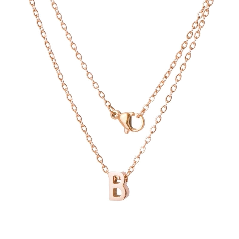 Stainless Steel Rose Gold Plated Minimalist Letter None Pendant Necklace