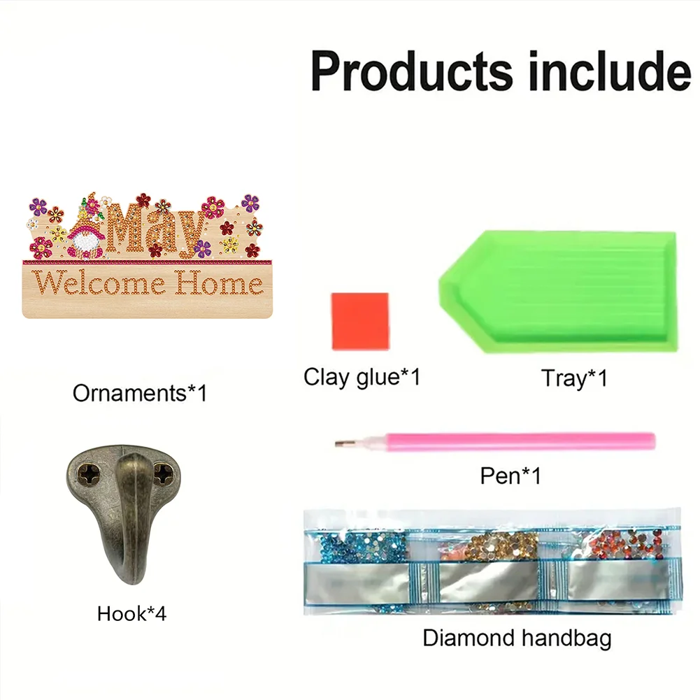 DIY Wooden Calendar May DIY Diamond Art Craft Wall Hooks for Beginners Adults