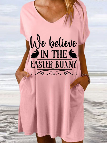 Women's Easter Bunny Print Dress socialshop