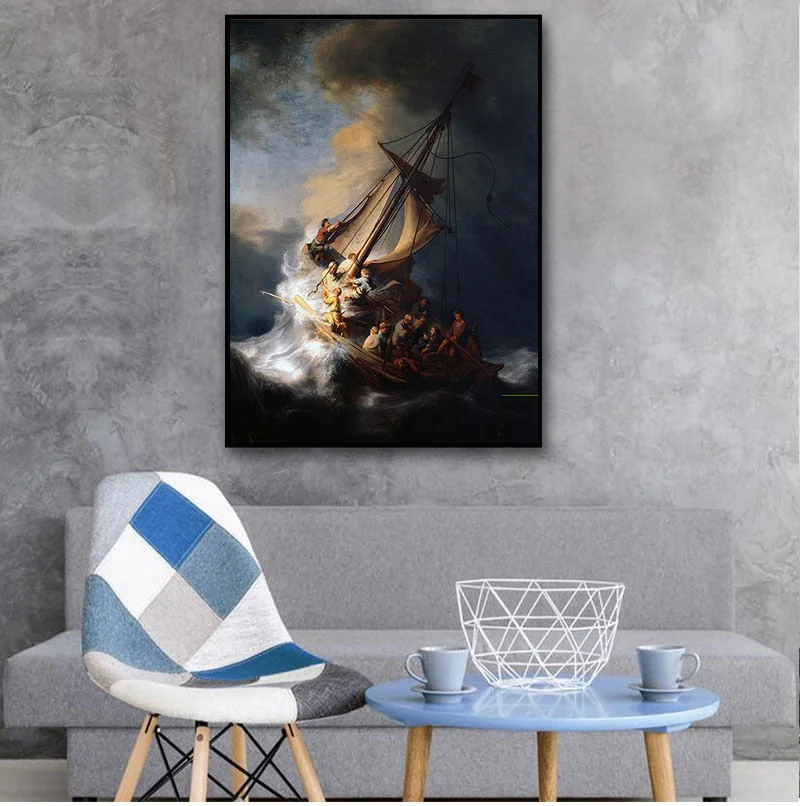 Rembrandt Ship Canvas Oil Painting HD Wall Art Prints Picture For Living Room Modern Home Decor Posters 1 Piece No Frame