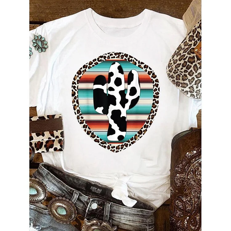 PSL - Cow leopard cactus T-Shirt-05807