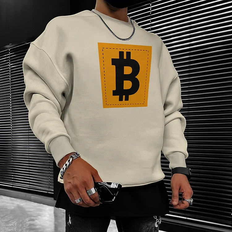 BrosWear Fashion Geometric Bitcoin Casual Sweatshirt