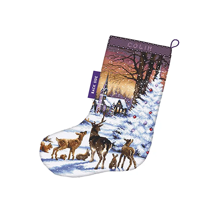 DIY - Deer Christmas Socks 11CT Stamped Cross Stitch 40*40CM