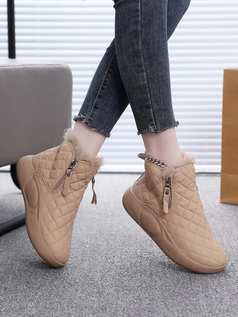 New Thick Sole Women's Shoes, Fleece Lined Fashion Warm Short Boots, Comfortable Soft Bottom Casual Sports Sneakers New Thick Sole Women's Shoes, Fleece Lined Fashion Warm Short Boots, Comfortable Soft Bottom Casual Sports Sneakers