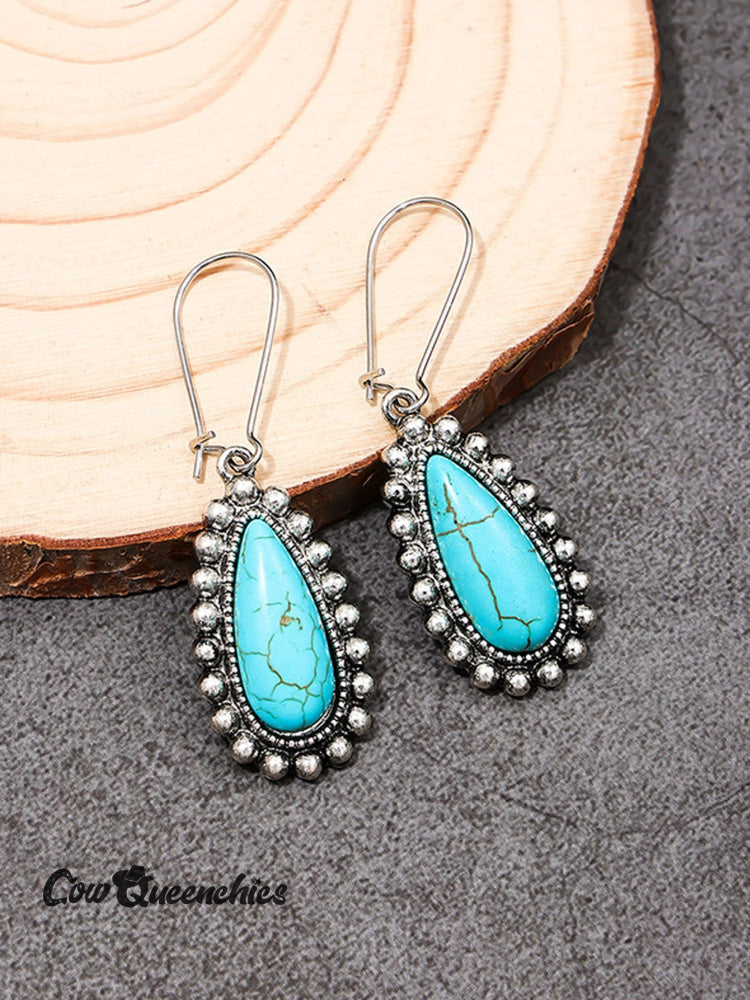 Women’s Bohemian Metal Turquoise Drop Earrings Cyan / One