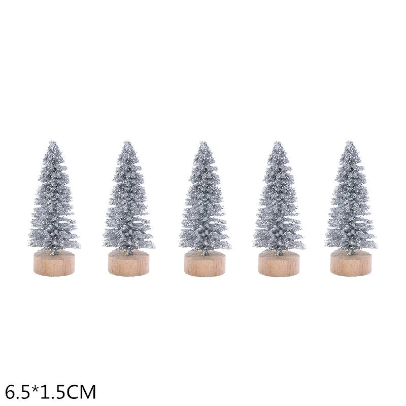 5Pcs 5-16cm Sisal Fiber Mini Christmas Tree Snow Frost Pine Tree DIY Craft Christmas Party Table Decoration Christmas Ornaments