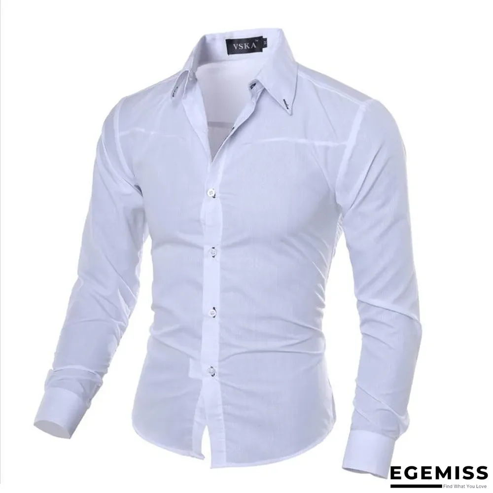 Brand Design Men Fashion Cotton Solid Long Sleeve Shirt | EGEMISS