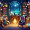 Study Room At Night-11CT Stamped Cross Stitch 45*45cm/17.72*17.72in