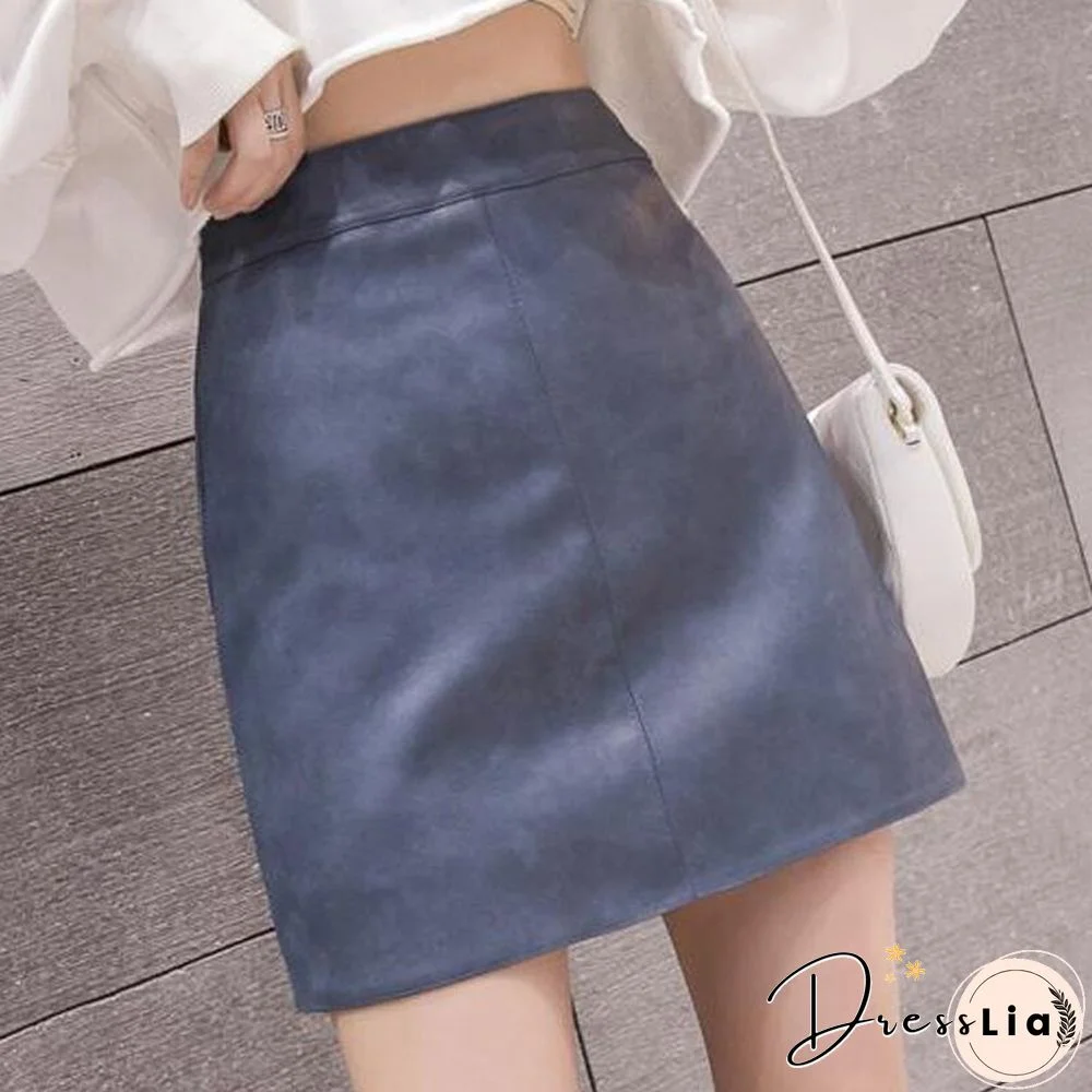 Spring Summer Leather Skirts Women Chic High Waist Mini Skirt Black Split Fork A Line PU Skirts Korean Street Wear New