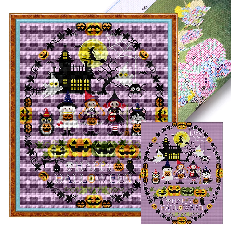 『Joy Sunday』Happy Halloween - 11CT Stamped Eco-Friendly Cotton Thread Cross Stitch(46*56cm)(Backstitch)