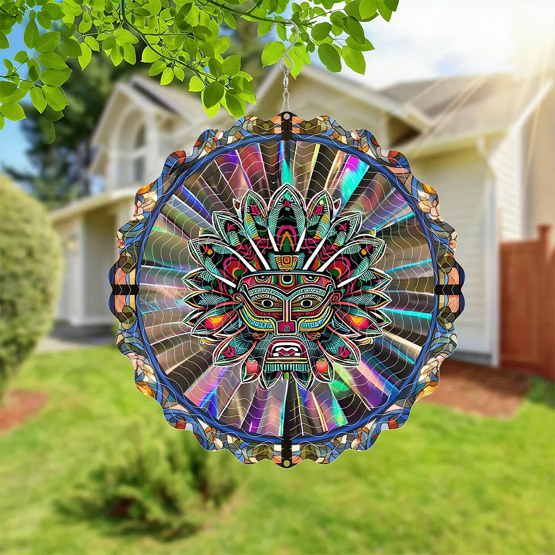 Mandalas Hanging Wind Spinner 360 Degree Rotating 3D Garden Wind Spinners 10-Inch Hanging Wind Catcher Art Gift for Home Garden Halloween Christmas (04)