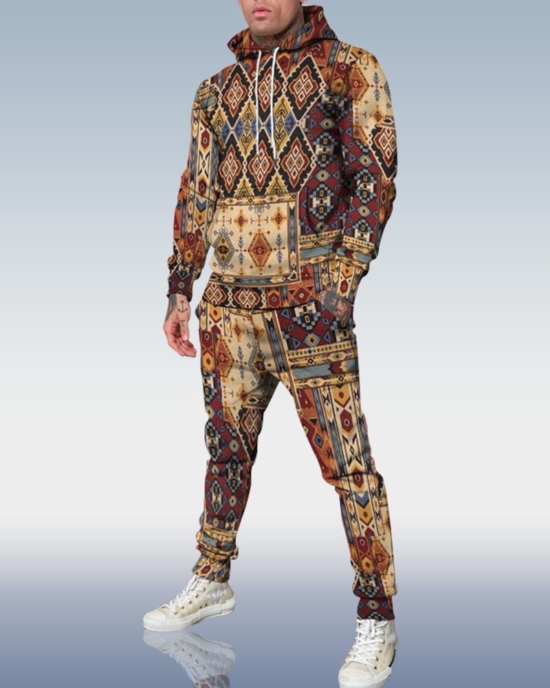 Men's Personalized Printed Hoodie Set 004