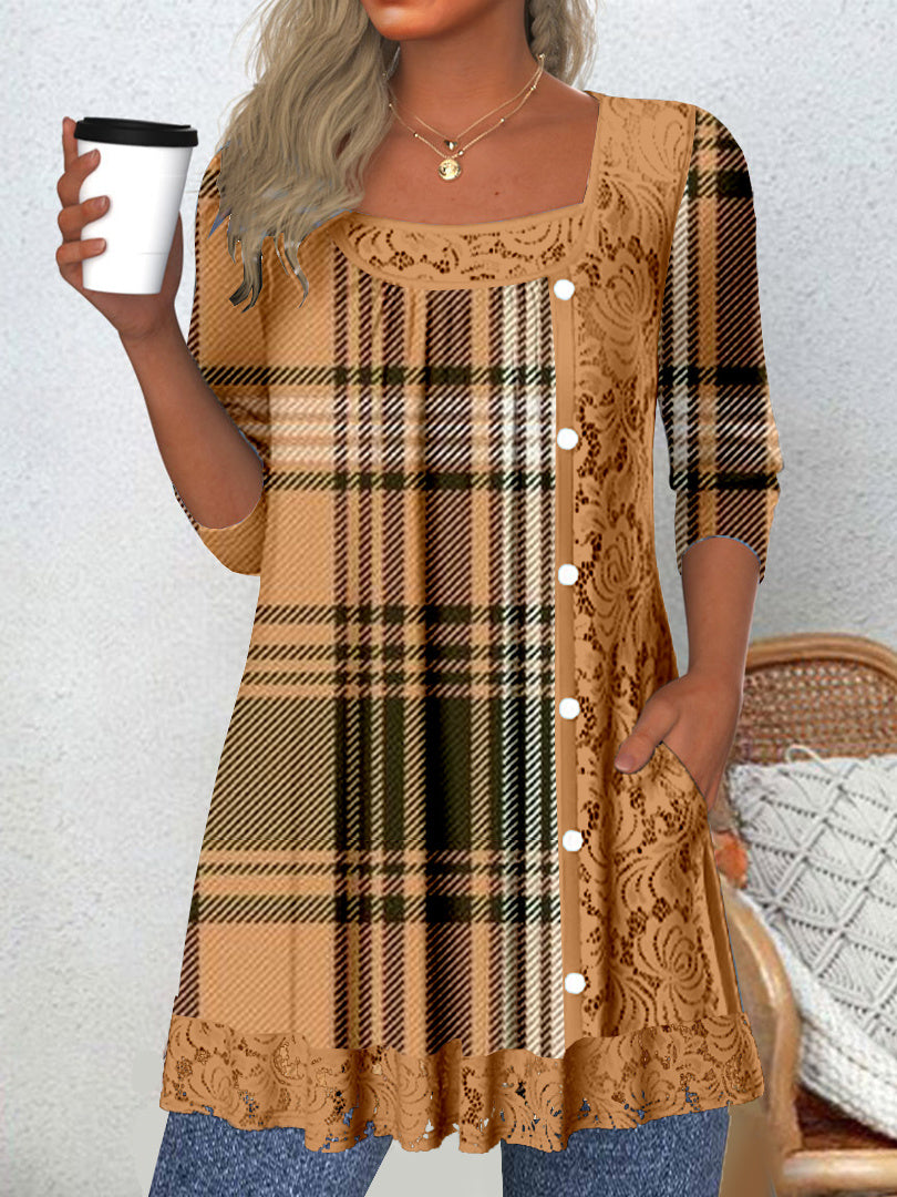 Women Long Sleeve V-neck Graphic Floral Printed Top