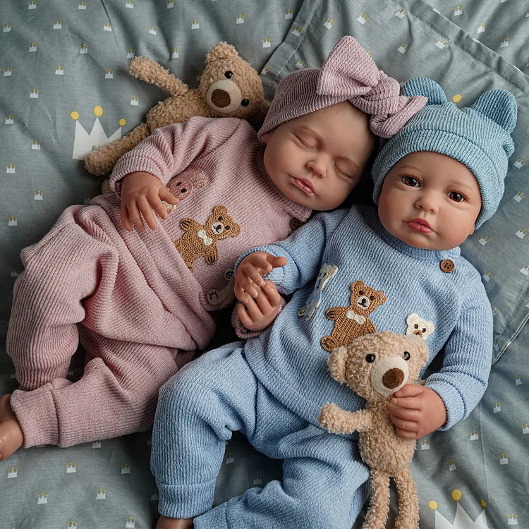 Babeside Reborn Baby Lucy & Carina 20'' Little Infant Twins Gift For Emotional Moments