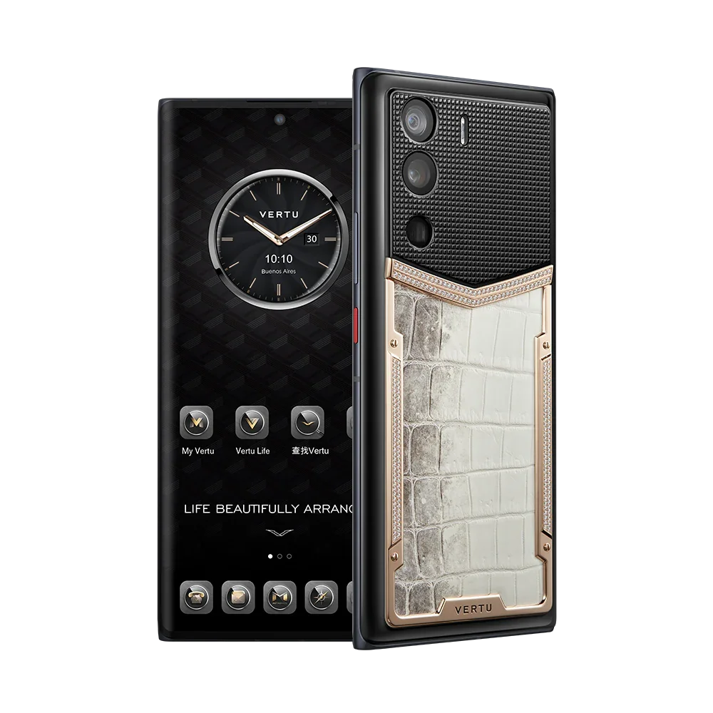 ETAVERTU HIMALAYA ALLIGATOR HAUT 18K GOLD & DIAMANTEN 5G WEB3 TELEFON-SCHWARZ