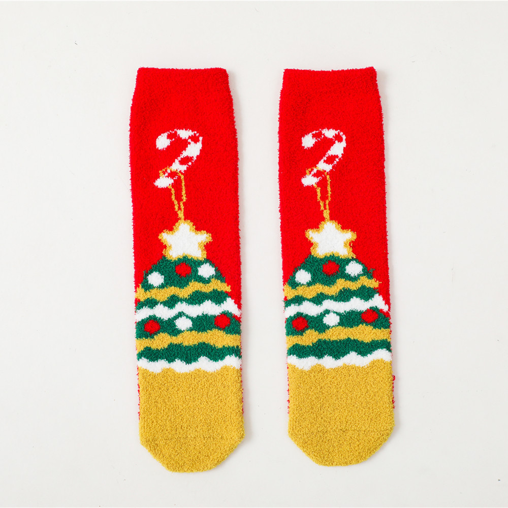 New baby christmas socks cartoon coral fleece stockings