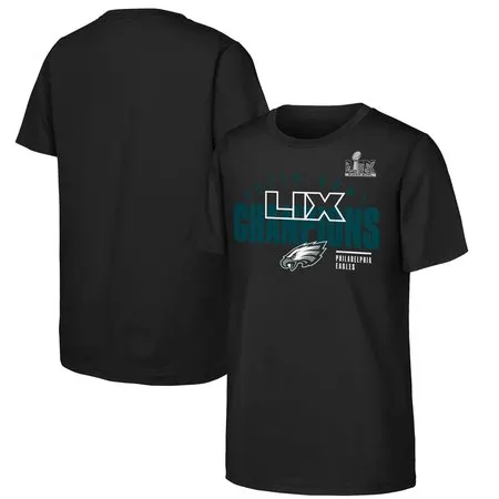 Youth Philadelphia Eagles Black Super Bowl LIX Champions Iconic Victory T-Shirt