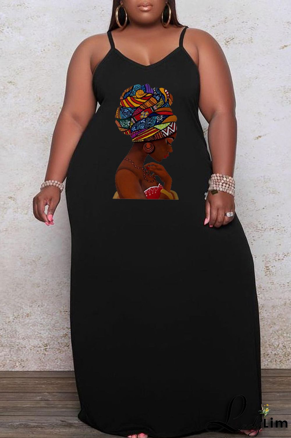 Apricot Casual Print Split Joint Spaghetti Strap Sling Dress Plus Size Dresses