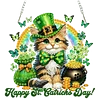 St. Patrick's Day Katze DIY 2D flache Acryl-Diamant-Mal-Kits 5D Diamantkunst-Fensteranh&auml;nger f&uuml;r die Wanddekoration im Garten zu Hause