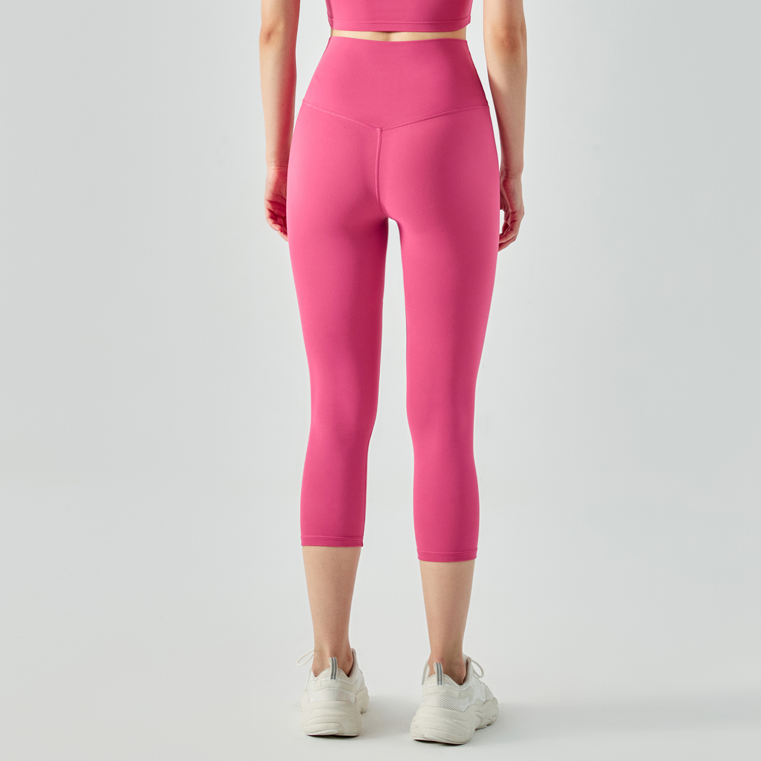 Buy Hergymclothing Pink Lychee no camel toe high waist buttery soft brushed stretchy yoga capri leggings at an affordable price