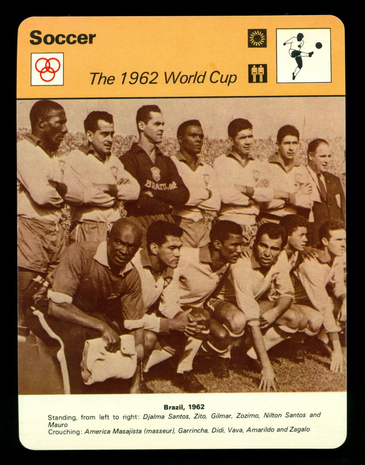 1977 SPORTSCASTER Brazil 1962 World Cup Winners Garrincha Vava Pele Not in pic