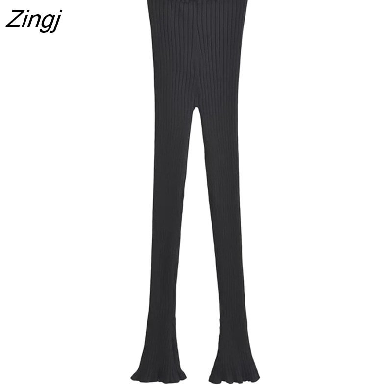 Zingj Fashion Women's Pants Slim Pleated Solid Color High Elasticity Simplicity Flare Horseshoe Trousers Spring 2023 New 17A5433