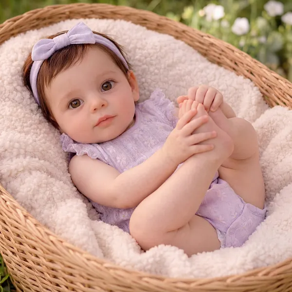 17" Heartbeat & Breath Reborn Baby Farrah — Purple Outfit