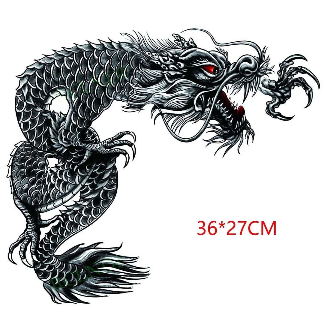 Waterproof Temporary Tattoo Sticker Dragon Chinese Style Big Size Back Arm Fake Tatto Flash Tatoo Body Art for Men Women