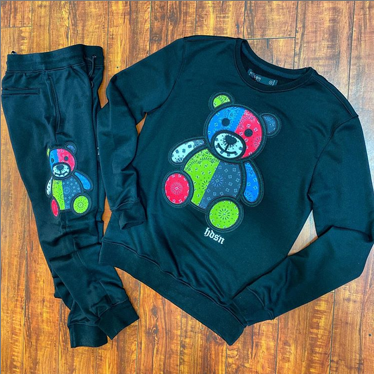 Colorful bear print sports style suit