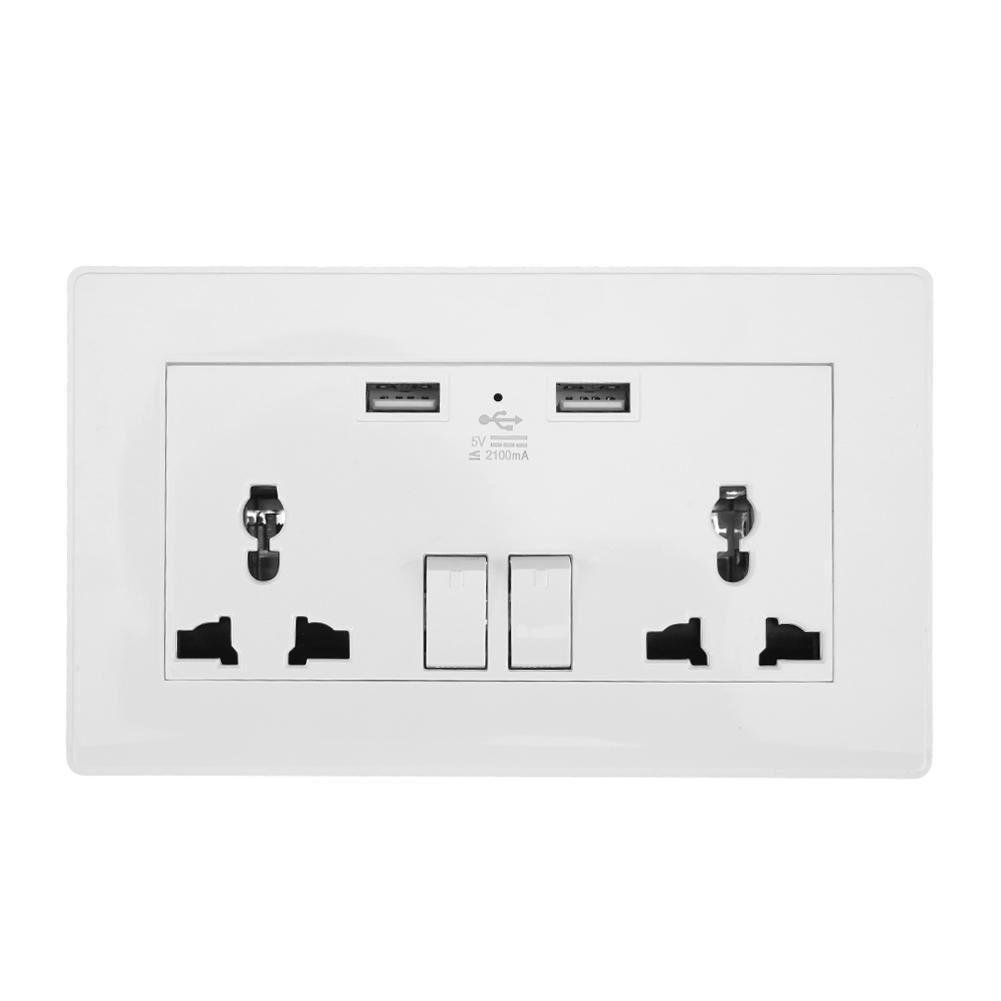 

2.1A Wall Socket Dual USB Port Power Adapter Outlets Panel Universal Plug, 501 Original
