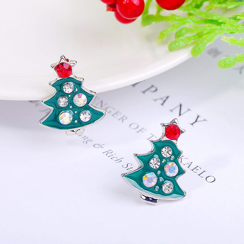 Christmas Green Snowflake Diamond Earrings 2024 - Flycurvy 