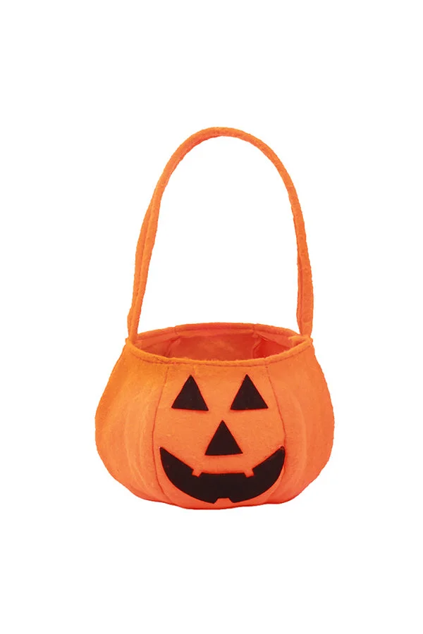 Trick Or Treat Pumpkin Candy Portable Bag For Halloween Decor Orange-elleschic